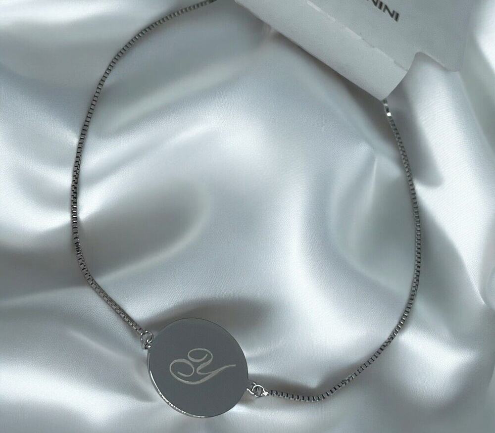 Sterling Silver 'Y' Initial Bolo Bracelet Disc Chic Stylish Trendy Fashion NEW